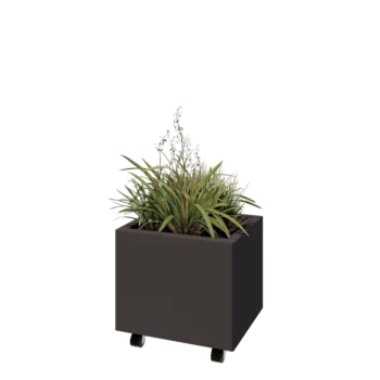 Tērauda puķu kaste - Taisnstūris - 50 x 40 x 40 cm - Cita RAL krāsa - Ar pamatplati - Ar riteņiem