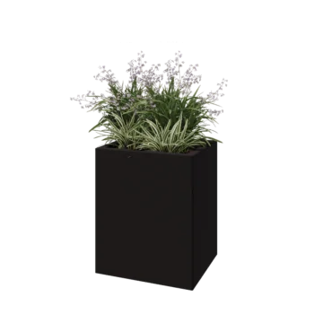Tērauda puķu kaste - Taisnstūris - 50 x 40 x 60 cm - RAL9005 matēts (melns) - Bez pamatplates