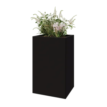 Tērauda puķu kaste - Taisnstūris - 50 x 40 x 80 cm - RAL9005 matēts (melns) - Bez pamatplates
