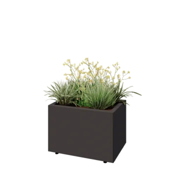 Tērauda puķu kaste - Taisnstūris - 60 x 40 x 40 cm - RAL7016 matēts (antracīta pelēks) - Ar pamatplati - Ar kājām
