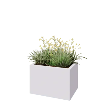 Tērauda puķu kaste - Taisnstūris - 60 x 40 x 40 cm - RAL9010 matēts (balts) - Ar pamatplati