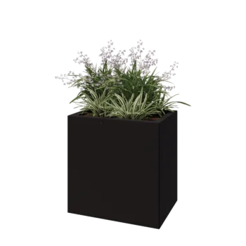 Tērauda puķu kaste - Taisnstūris - 60 x 40 x 60 cm - RAL9005 matēts (melns) - Ar pamatplati