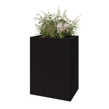 Tērauda puķu kaste - Taisnstūris - 60 x 40 x 80 cm - RAL9005 matēts (melns) - Ar pamatplati