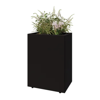 Tērauda puķu kaste - Taisnstūris - 60 x 40 x 80 cm - RAL9005 matēts (melns) - Ar pamatplati - Ar kājām