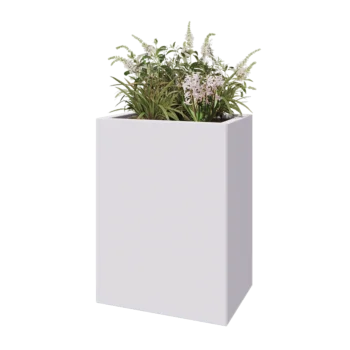 Tērauda puķu kaste - Taisnstūris - 60 x 40 x 80 cm - RAL9010 matēts (balts) - Ar pamatplati