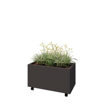 Tērauda puķu kaste - Taisnstūris - 80 x 40 x 40 cm - Cita RAL krāsa - Ar pamatplati - Ar riteņiem