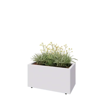 Tērauda puķu kaste - Taisnstūris - 80 x 40 x 40 cm - RAL9010 matēts (balts) - Ar pamatplati - Ar kājām