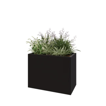 Tērauda puķu kaste - Taisnstūris - 80 x 40 x 60 cm - RAL9005 matēts (melns) - Ar pamatplati