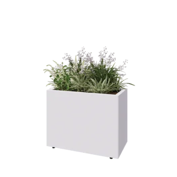 Tērauda puķu kaste - Taisnstūris - 80 x 40 x 60 cm - RAL9010 matēts (balts) - Ar pamatplati - Ar kājām
