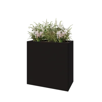 Tērauda puķu kaste - Taisnstūris - 80 x 40 x 80 cm - RAL9005 matēts (melns) - Ar pamatplati