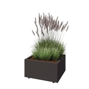Tērauda puķu kaste - Taisnstūris - 60 x 50 x 30 cm - Cita RAL krāsa - Ar pamatplati - Ar kājām