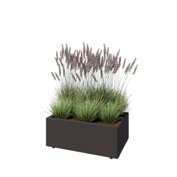 Tērauda puķu kaste - Taisnstūris - 80 x 50 x 30 cm - RAL7016 matēts (antracīta pelēks) - Ar pamatplati - Ar kājām