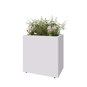 Tērauda puķu kaste - Taisnstūris - 80 x 50 x 80 cm - RAL9010 matēts (balts) - Ar pamatplati - Ar kājām