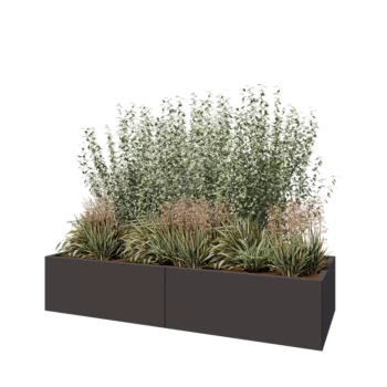 Tērauda puķu kaste XXL - Taisnstūris - 200 x 80 x 40 cm - RAL7016 matēts (antracīta pelēks) - Ar pamatplati