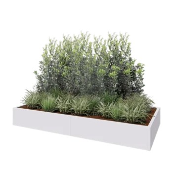 Tērauda puķu kaste XXL - Taisnstūris - 240 x 100 x 30 cm - RAL9010 matēts (balts) - Bez pamatplates