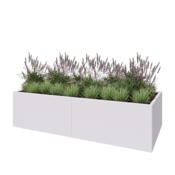 Tērauda puķu kaste XXL - Taisnstūris - 240 x 100 x 60 cm - RAL9010 matēts (balts) - Bez pamatplates