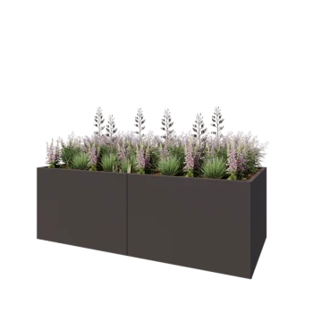 Tērauda puķu kaste XXL - Taisnstūris - 240 x 100 x 80 cm - RAL7016 matēts (antracīta pelēks) - Ar pamatplati