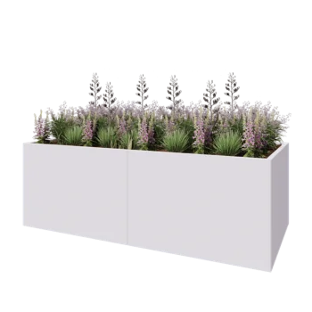 Tērauda puķu kaste XXL - Taisnstūris - 240 x 100 x 80 cm - RAL9010 matēts (balts) - Bez pamatplates