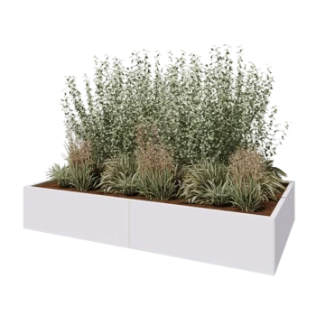 Tērauda puķu kaste XXL - Taisnstūris - 240 x 120 x 40 cm - RAL9010 matēts (balts) - Bez pamatplates