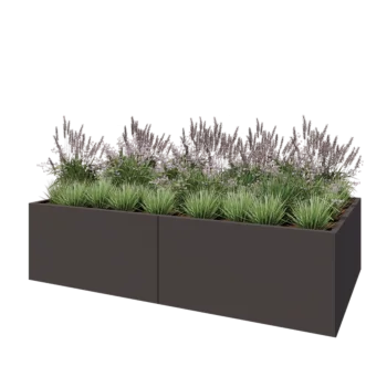 Tērauda puķu kaste XXL - Taisnstūris - 240 x 120 x 60 cm - Cita RAL krāsa - Ar pamatplati