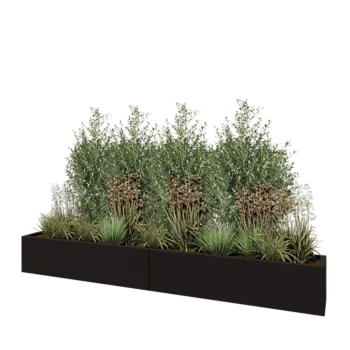 Tērauda puķu kaste XXL - Taisnstūris - 240 x 30 x 30 cm - RAL9005 matēts (melns) - Bez pamatplates