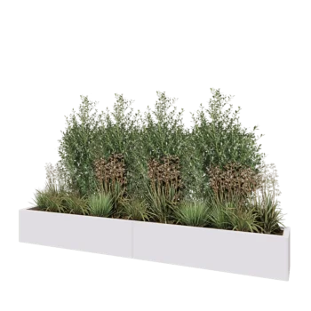 Tērauda puķu kaste XXL - Taisnstūris - 240 x 30 x 30 cm - RAL9010 matēts (balts) - Ar pamatplati