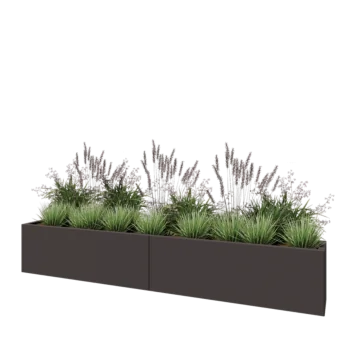 Tērauda puķu kaste XXL - Taisnstūris - 240 x 30 x 40 cm - RAL7016 matēts (antracīta pelēks) - Ar pamatplati