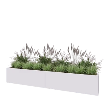 Tērauda puķu kaste XXL - Taisnstūris - 240 x 30 x 40 cm - RAL9010 matēts (balts) - Ar pamatplati