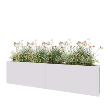 Tērauda puķu kaste XXL - Taisnstūris - 240 x 30 x 60 cm - RAL9010 matēts (balts) - Bez pamatplates