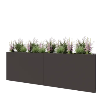 Tērauda puķu kaste XXL - Taisnstūris - 240 x 30 x 80 cm - RAL7016 matēts (antracīta pelēks) - Ar pamatplati