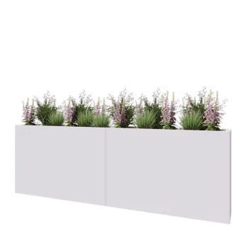 Tērauda puķu kaste XXL - Taisnstūris - 240 x 30 x 80 cm - RAL9010 matēts (balts) - Ar pamatplati