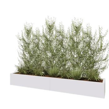 Tērauda puķu kaste XXL - Taisnstūris - 240 x 40 x 30 cm - RAL9010 matēts (balts) - Bez pamatplates