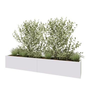 Tērauda puķu kaste XXL - Taisnstūris - 240 x 40 x 40 cm - RAL9010 matēts (balts) - Bez pamatplates