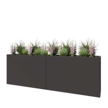 Tērauda puķu kaste XXL - Taisnstūris - 240 x 40 x 80 cm - RAL7016 matēts (antracīta pelēks) - Ar pamatplati
