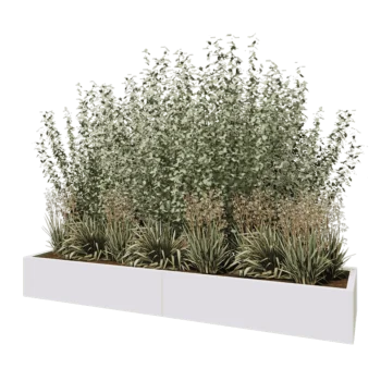Tērauda puķu kaste XXL - Taisnstūris - 240 x 60 x 30 cm - RAL9010 matēts (balts) - Bez pamatplates