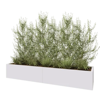 Tērauda puķu kaste XXL - Taisnstūris - 240 x 60 x 40 cm - RAL9010 matēts (balts) - Ar pamatplati