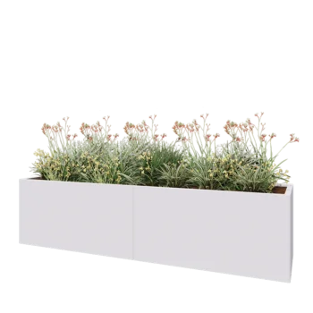 Tērauda puķu kaste XXL - Taisnstūris - 240 x 60 x 60 cm - RAL9010 matēts (balts) - Bez pamatplates