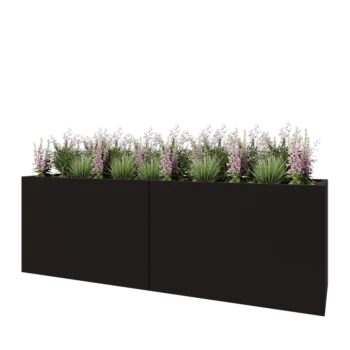 Tērauda puķu kaste XXL - Taisnstūris - 240 x 60 x 80 cm - RAL9005 matēts (melns) - Bez pamatplates