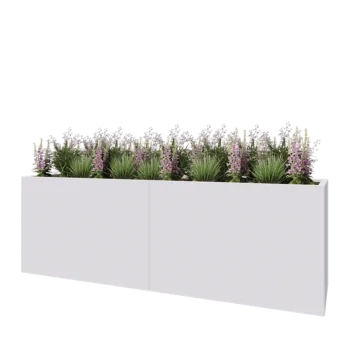 Tērauda puķu kaste XXL - Taisnstūris - 240 x 60 x 80 cm - RAL9010 matēts (balts) - Bez pamatplates
