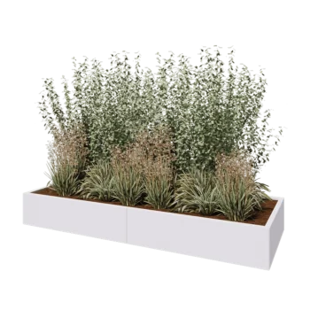 Tērauda puķu kaste XXL - Taisnstūris - 240 x 80 x 30 cm - RAL9010 matēts (balts) - Bez pamatplates