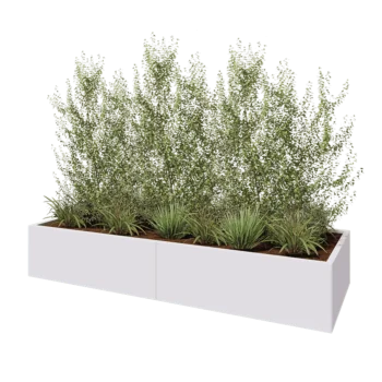 Tērauda puķu kaste XXL - Taisnstūris - 240 x 80 x 40 cm - RAL9010 matēts (balts) - Bez pamatplates