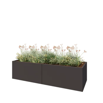 Tērauda puķu kaste XXL - Taisnstūris - 240 x 80 x 60 cm - RAL7016 matēts (antracīta pelēks) - Ar pamatplati