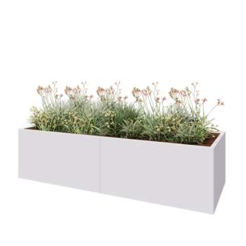 Tērauda puķu kaste XXL - Taisnstūris - 240 x 80 x 60 cm - RAL9010 matēts (balts) - Bez pamatplates