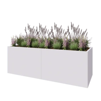 Tērauda puķu kaste XXL - Taisnstūris - 240 x 80 x 80 cm - RAL9010 matēts (balts) - Bez pamatplates