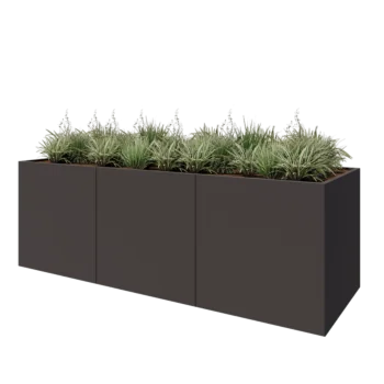 Tērauda puķu kaste XXL - Taisnstūris - 300 x 100 x 100 cm - Cita RAL krāsa - Ar pamatplati