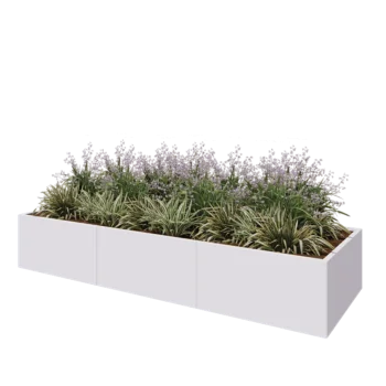 Tērauda puķu kaste XXL - Taisnstūris - 300 x 100 x 50 cm - RAL9010 matēts (balts) - Bez pamatplates