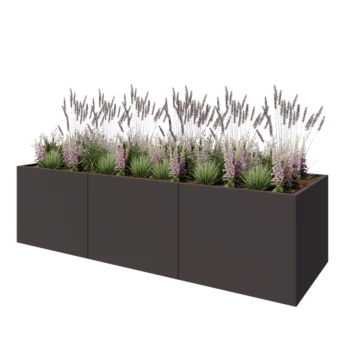 Tērauda puķu kaste XXL - Taisnstūris - 300 x 100 x 80 cm - Cita RAL krāsa - Ar pamatplati