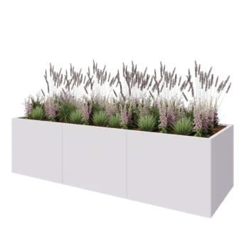 Tērauda puķu kaste XXL - Taisnstūris - 300 x 100 x 80 cm - RAL9010 matēts (balts) - Bez pamatplates