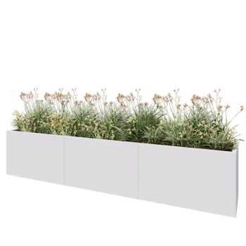 Tērauda puķu kaste XXL - Taisnstūris - 300 x 50 x 60 cm - RAL9010 matēts (balts) - Bez pamatplates