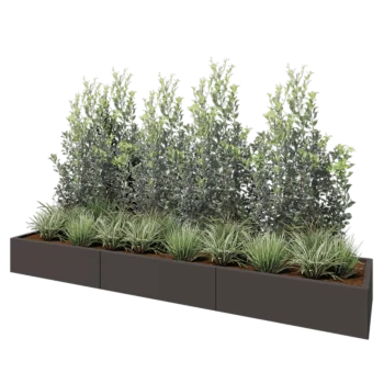 Tērauda puķu kaste XXL - Taisnstūris - 300 x 60 x 30 cm - RAL7016 matēts (antracīta pelēks) - Ar pamatplati